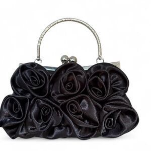 Elegant Black Floral Handbag